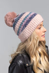 Metallic Striped Pompom Beanie- 3 colors