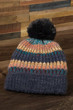 Metallic Striped Pompom Beanie- 3 colors