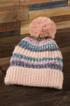 Metallic Striped Pompom Beanie- 3 colors