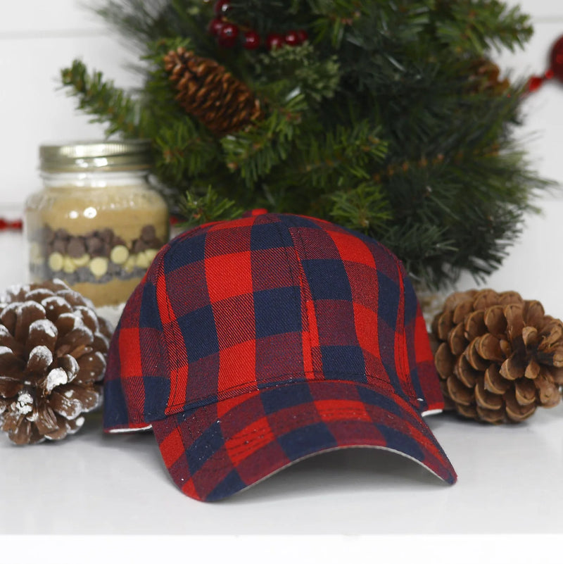 Red/Navy Buffalo Plaid Hat