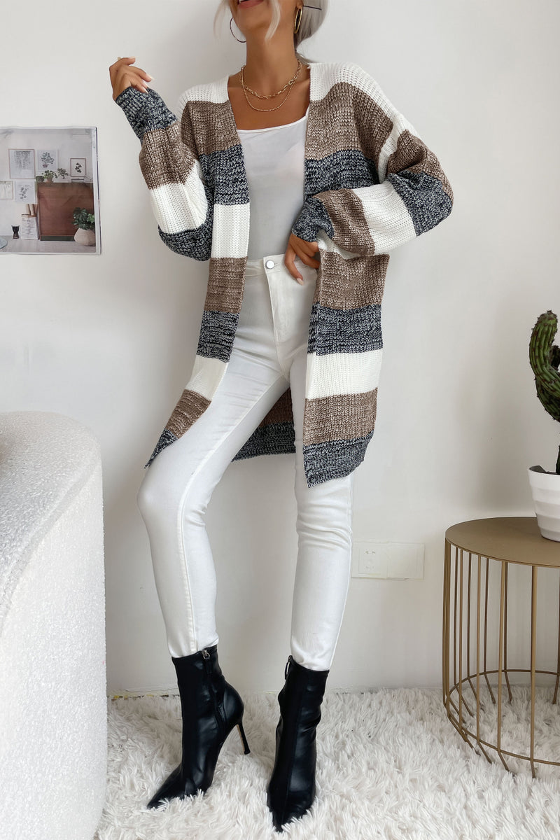 Perfee Striped Long Sleeve Duster Cardigan