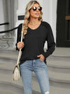 V-Neck Lantern Sleeve T-Shirt