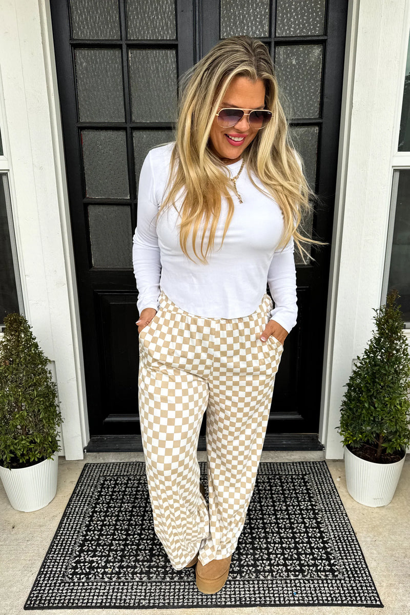 Neutrals Bold Block Checker Pants (preorder arrival early Dec)