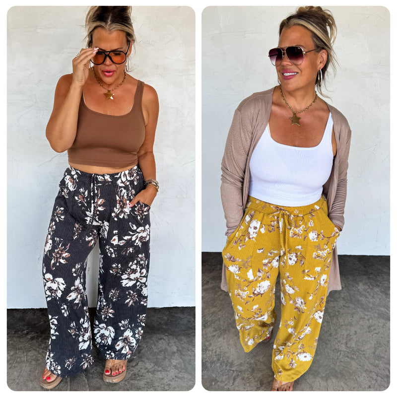 Haddie Wide Leg Floral Pants (preorder arrival mid Sept)
