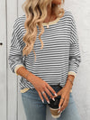 Mandy Striped Round Neck Long Sleeve Sweater