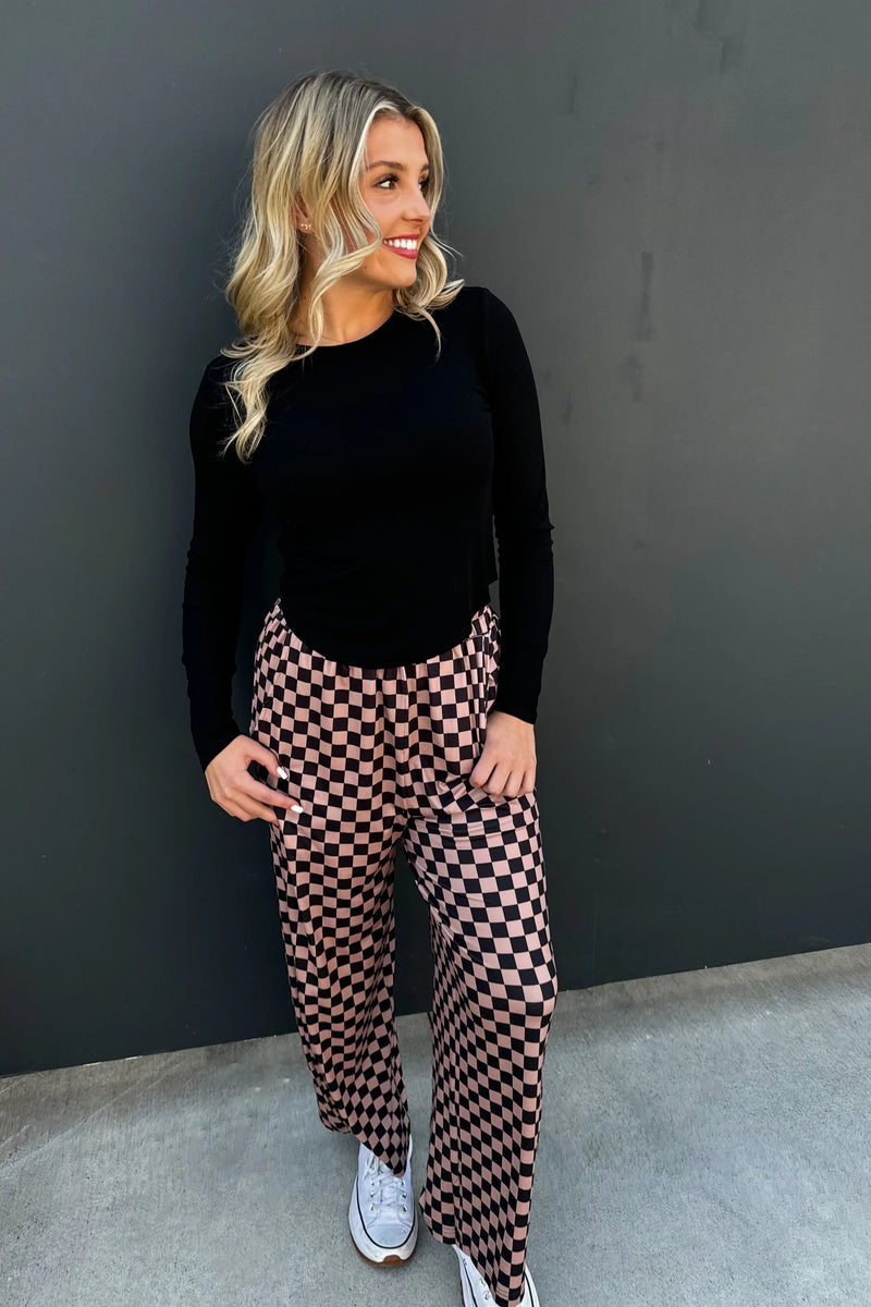 Neutrals Bold Block Checker Pants (preorder arrival early Dec)