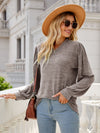 Heathered V-Neck Long Sleeve T-Shirt