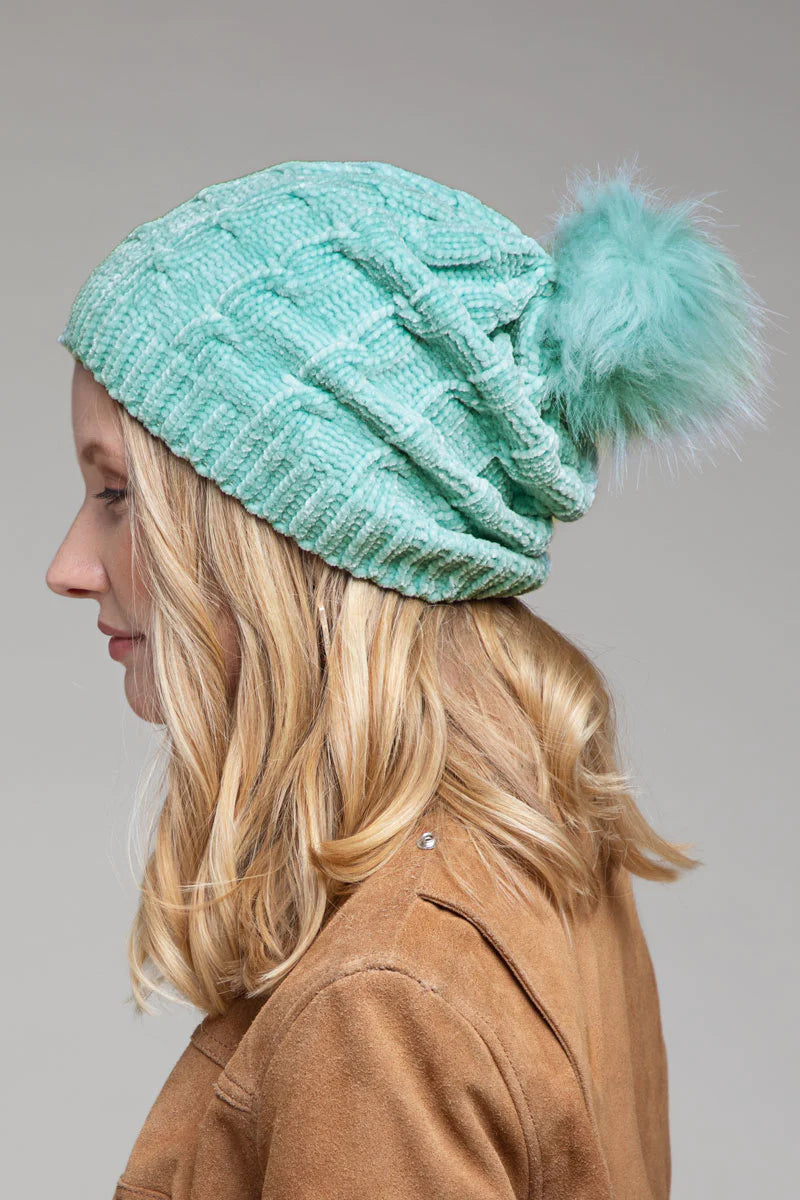 Chenille Cable Knit Beanie- Five colors