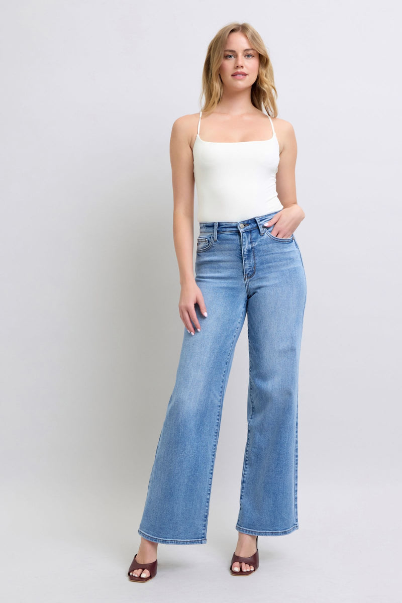 Judy Blue Full Size Wide Leg Jeans with Pockets