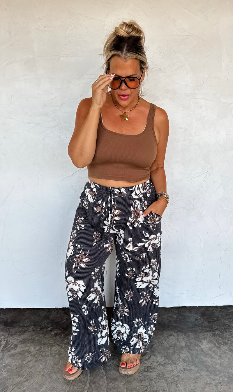 Haddie Wide Leg Floral Pants (preorder arrival mid Sept)