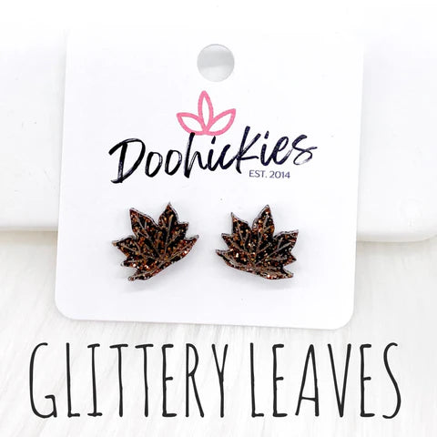 Glittery Leaf Studs