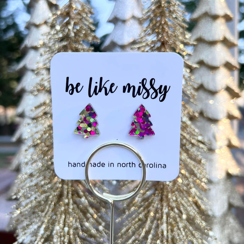 Glitter tree earrings