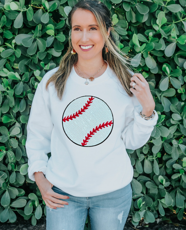 BASEBALL Sequin Patch Sweatshirt (preorder arrival 10 biz days)