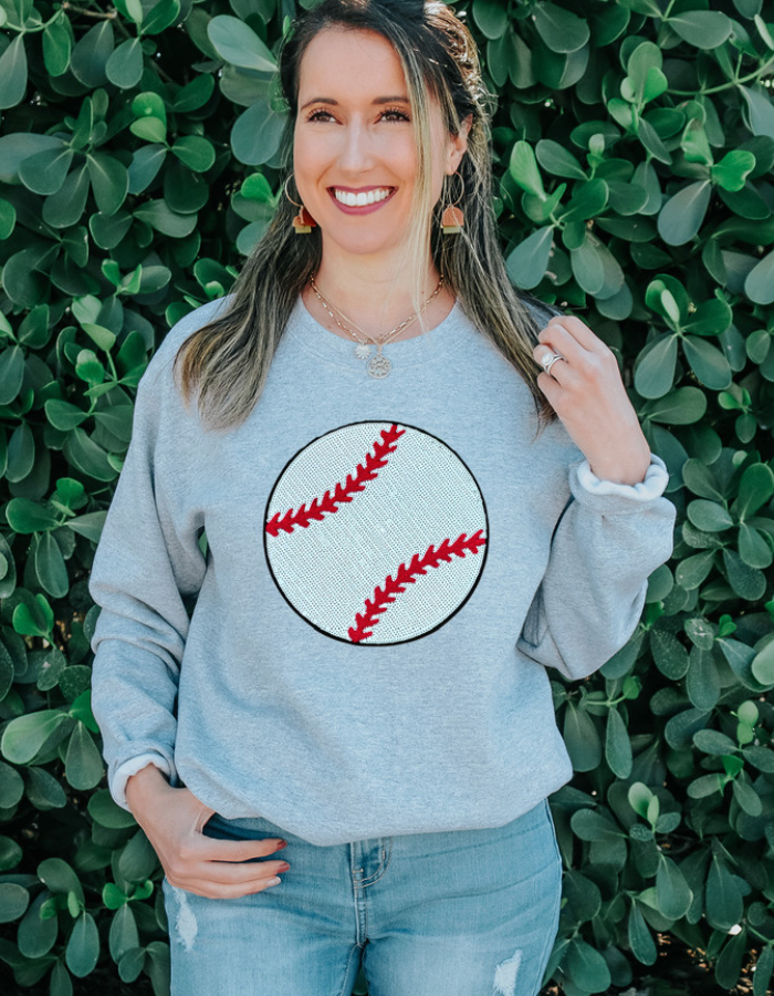 BASEBALL Sequin Patch Sweatshirt (preorder arrival 10 biz days)