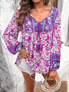 Printed Tie Neck Long Sleeve Blouse