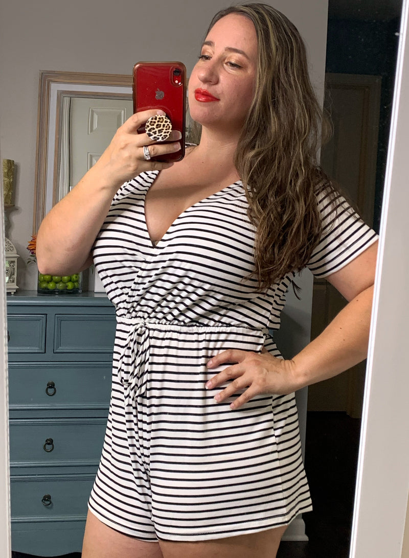 Striped Crossover Romper